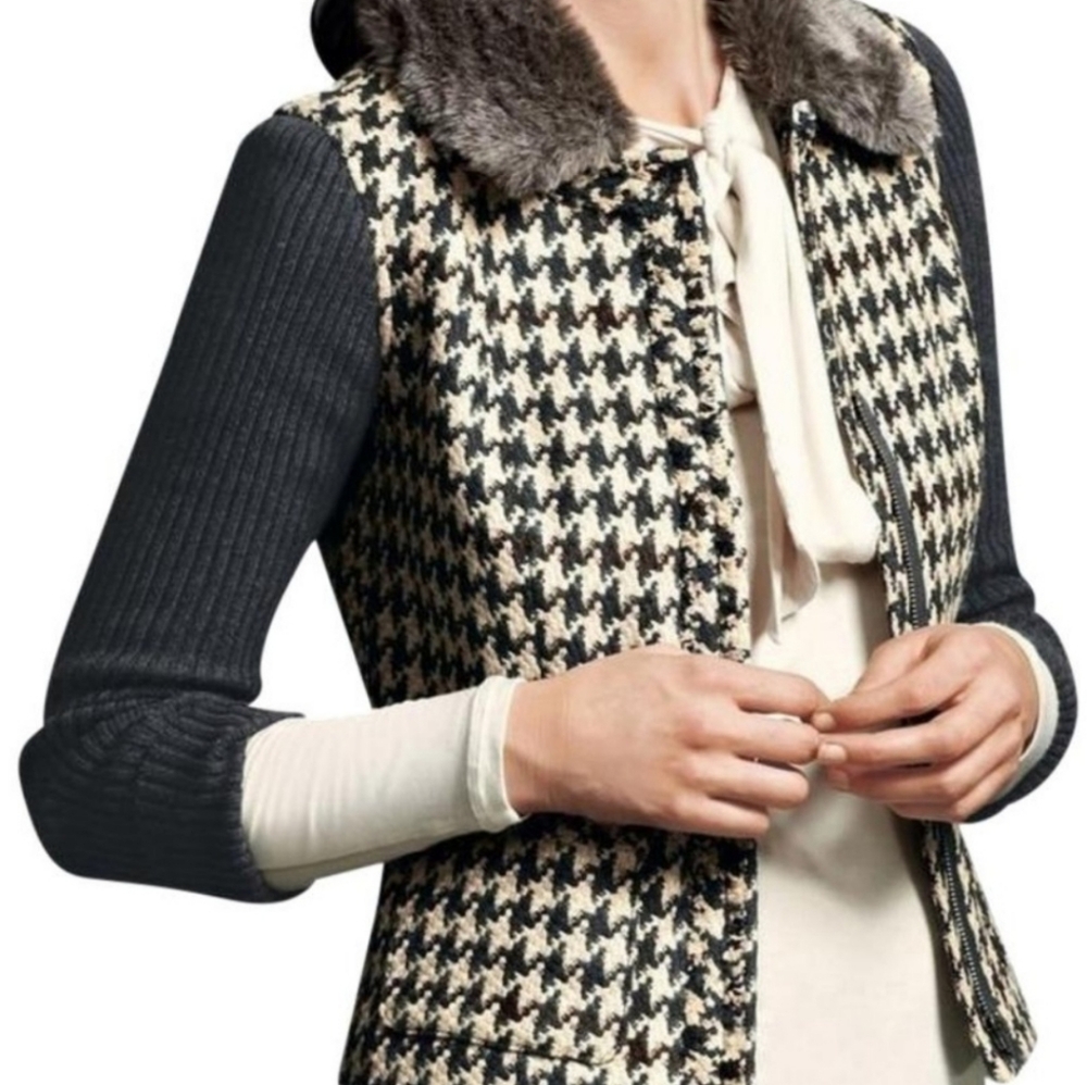 CAbi‎ Mixer Jacket Women's 8 Houndstooth Brown Acadamia Mobwife